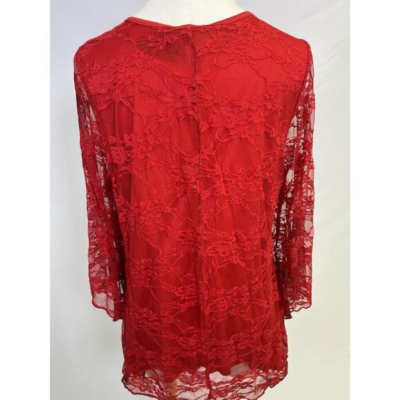 Elegant Vintage Brittany Black Red Lace Women's Top Size M Wimsigoth Romantic - Picture 8 of 13